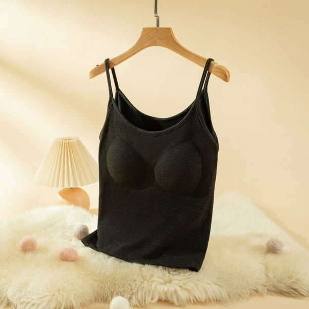Ropa interior térmica para mujer, otoño e invierno, camiseta térmica de tirantes con cuello redondo y forro polar suave, sin mangas, de poliéster.