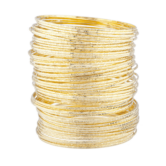 Lux Accessories Women's Girl's Gold Tone TexturedMultiple Bangle Set