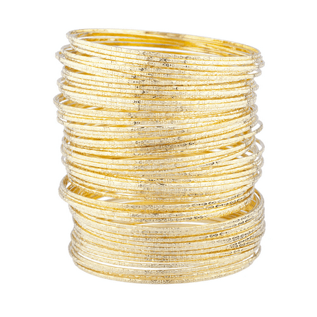 - Lux Accessories Women's Girl's Gold Tone Textured Multiple Bangle Set
