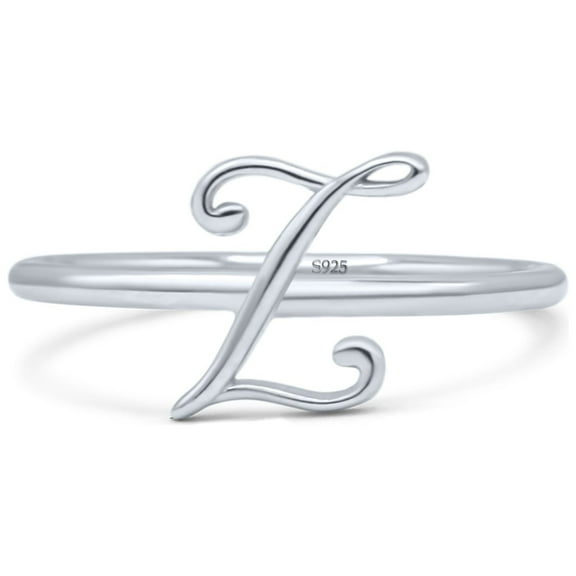 Initial Z Alphabet Letter Name Monogram New Fashion Ring Band 925 Sterling Silver Size 4