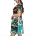 thumbnail image 2 of Uemuo Stylish Sunglasses Iguana Print Womens Summer Dress Casual Swing Short Sleeve Sundresses Beach A-line Shift Dress, 2 of 6