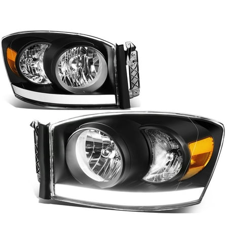 For 06 To 09 Dodge Ram 1500 2500 Led Drl Light Bar Headlights Black For 06 To 09 Dodge Ram 1500 2500 Led Drl Light Bar Headlights Black Housing Amber Corner Headlamp 07 08 Left Right