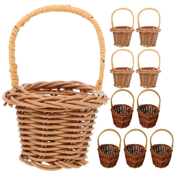 Cestas tejidas en miniatura de 10 piezas con manijas pequeños regalos de dulces canasta mini canasta de flores