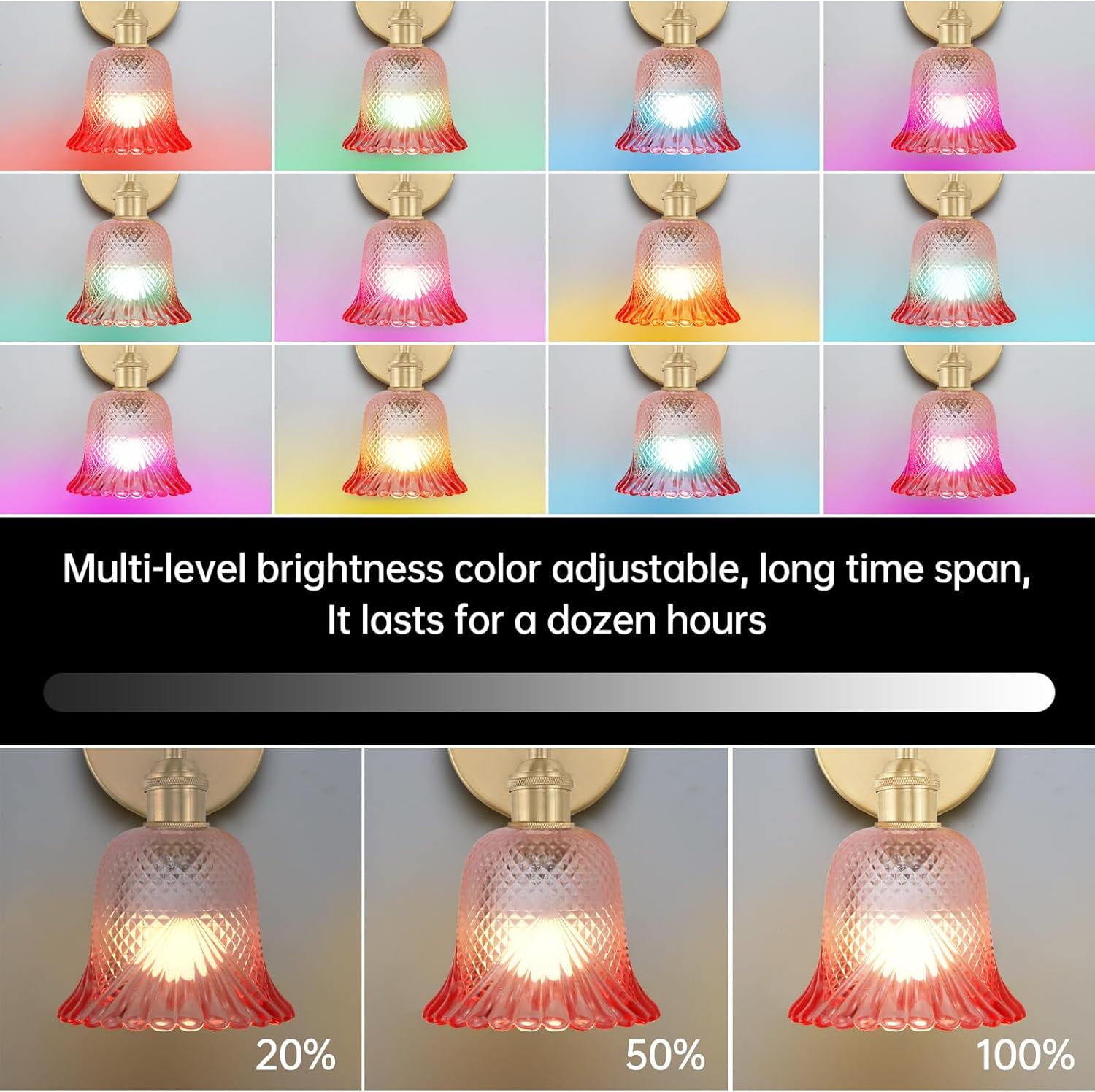 RGHJAR-Vintage Battery Operated Wall Sconce, with Rechargeable Battery Powered Wall Light with Remote Control for Bedside Bedroom