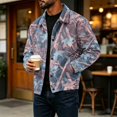 thumbnail image 6 of GrmtClth Mens Leaf Camo Collared Jacket Long Sleeve Snap Closure Oversized Fit Cool Weather Everyday Casual Coat Pink 2XL, 6 of 8