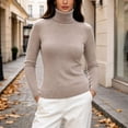 thumbnail image 2 of Womens Turtleneck Tops Raglan Knit Sweater Long Sleeve Slim Fit Solid Color Soft Layering Pullover Top for Office Business Casual, 2 of 8