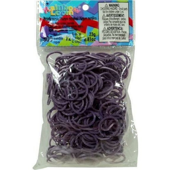 Rainbow Loom 300 Ct. Sillicone Rubber Band Metallic Purple Refill Pack (12 C-Clips)
