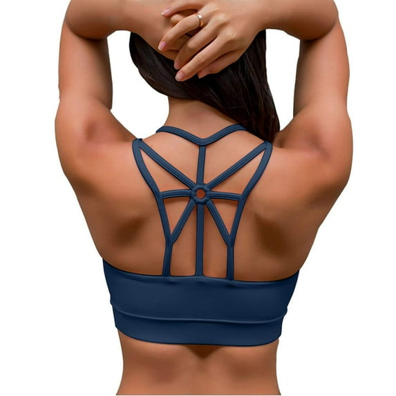 YIANNA Sports Bras for Women Cross Back Padded Sports Bra Medium Support Workout Running Yoga Bra