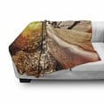 thumbnail image 3 of Sea Soft Flannel Fleece Blanket, Sailing Themed Photo with Sunset Beyond the Mountains Lakeside Composition, Cozy Plush for Indoor and Outdoor Use, 70" x 90", Yellow Blue and Brown, by Ambesonne, 3 of 6