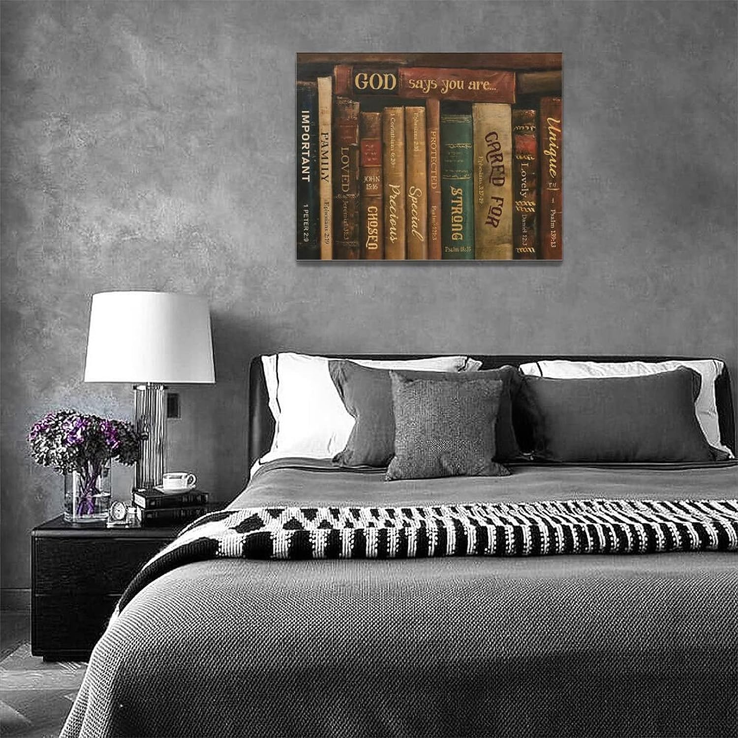 Taimeng Christian Books Wall Art Retro Bible Pictures Wall Decor Scriptures Canvas Prints Painting Religious Decorations Framed Artwork, 12''x16'' (zhangchun-8o5572wrtbgq)