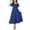 Navy, variant on 2025 Summer Casual Midi Dress for Women Short Puff Sleeve Solid Color High Waist Smocked Tiered Ruffle Flowy Dresses
