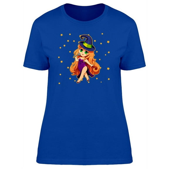 Lovely Kawaii Witch Cartoon T-Shirt Women -Image by Shutterstock, Female Small