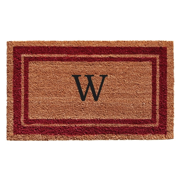 Calloway Mills Burgundy Border 24" x 36" Monogram Outdoor Doormat (Letter W)