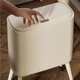 thumbnail image 3 of Bote de Basura para Baño con Tapa Abatible Y Ruedas Cubo de Basura Estrecho para Espacios Pequeños Papelera Plástica con Recipiente Extraíble Cesta Fl Amarillo cremoso, 3 of 8