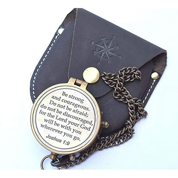 Be Strong and Courageous Engraved Compass Confirmation Gift Ideas Baptism Gifts