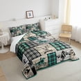 thumbnail image 4 of Western Bed Comforter Set Full Country Cowboy Bedding Set Boho Skull Horse Quilt Teen Men,Rustic Farmhouse Buffalo Plaid Down Comforter Black Green 2 Pillow Cases, 4 of 6