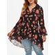 thumbnail image 1 of Más el tamaño de la impresión floral de Alta Baja del volante y la blusa sin mangas Set Rosegal Blusas Tallas Grandes, 1 of 5