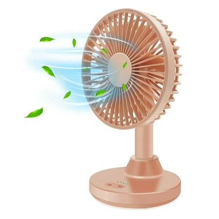 

USB Desk Fan Table Fan Oscillating Fan Head Rotating Adjustment Portable Mini Personal Fan 3 Speeds Pink