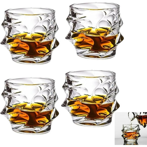Storm Japanese Crystal Whisky Glass,Old Fashioned Whiskey Glasses, Bourbon Gifts for Men,Crystal Whiskey Glasses, Whiskey Glasses for Men Stemless Wine Glass Set Unique Whiskey Glasses (4PCS)