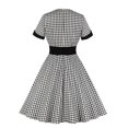 thumbnail image 2 of YYDGH Women 1950s Retro Dress Lapel V Neck 50s 60s Vintage Dress Button Up Business Work Dress Floral Print A-line Cocktail Party Dresses Black S, 2 of 8