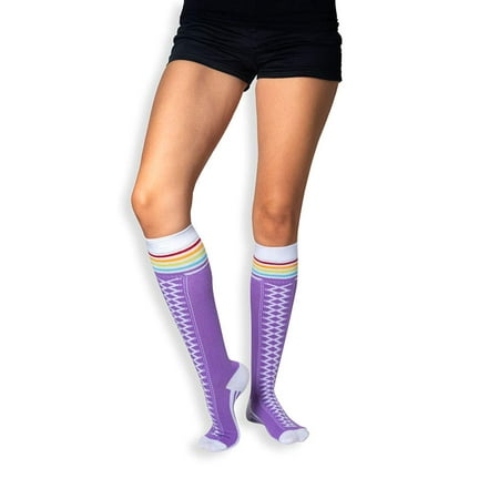 

Pairformance Crazy Socks for Funny Women Knee High Socks Long Tall Fancy and Rainbow Colorful over the Knee Calf Fun Patterned Sock | One Pair Purple | #PF30P