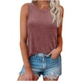 thumbnail image 1 of VEKDONE Ribbed Knit Tank Tops for Women Sleeveless Crewneck Tunics Tops Solid Color Loose Fit Lounge Tee Summer Soft Comfy Tanks Red Large, 1 of 8