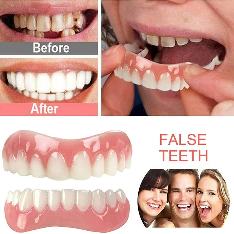 upper And Lower Fake Perfect Smile Dental Denture Paste Teeth Silicone Mold  Whitening