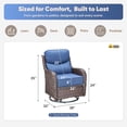 thumbnail image 3 of Jentlehouse Outdoor Patio Swivel Glider Chair Set of 2, All-Weather Wicker Rattan Swivel Rocking Lounge Chair with Removable Blue Cushions for Porch Balcony Backyard, Brown Wicker, 3 of 11