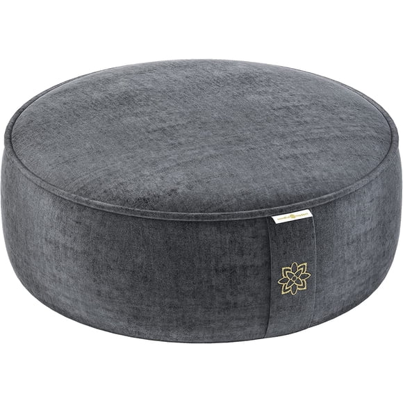 Mindful Modern Coussin de Méditation en Velours - Grand Oreiller au Sarrasin, Gris Graphite