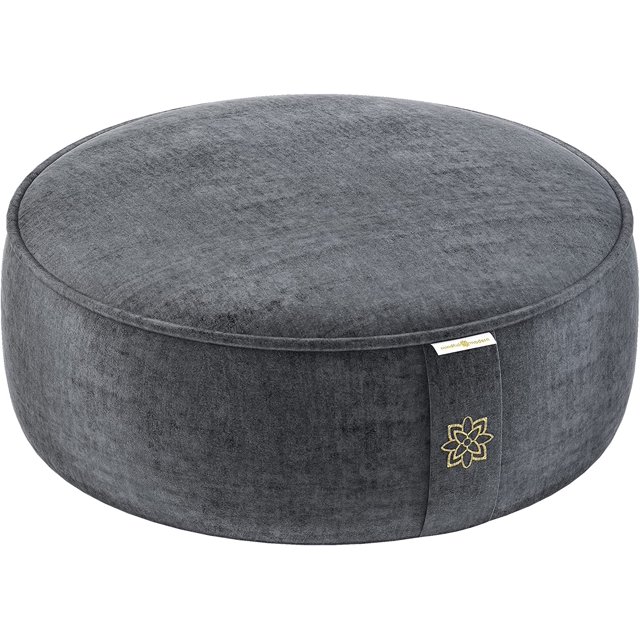 Mindful Modern Velvet Meditation Cushion - Large Buckwheat Pillow, Graphite Grey