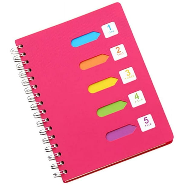 Cuaderno espiral CHEPIHG A5 2 pulgadas Separador de notas con líneas Rosa