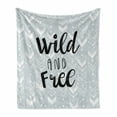thumbnail image 1 of Lettering Soft Flannel Fleece Throw Blanket, Wild and Free Typography with a Greyscale Theme and Polka Dots, Cozy Plush for Indoor and Outdoor Use, 60" x 80", Pale Taupe Charcoal Grey, by Ambesonne, 1 of 6
