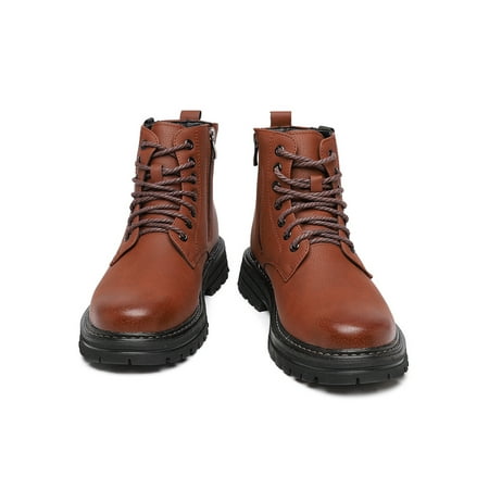 

Avamo Men Comfort Shoes Lace Up Ankle Boot Hiking Rubber Sole Plush Lined Work Boots Brown 8