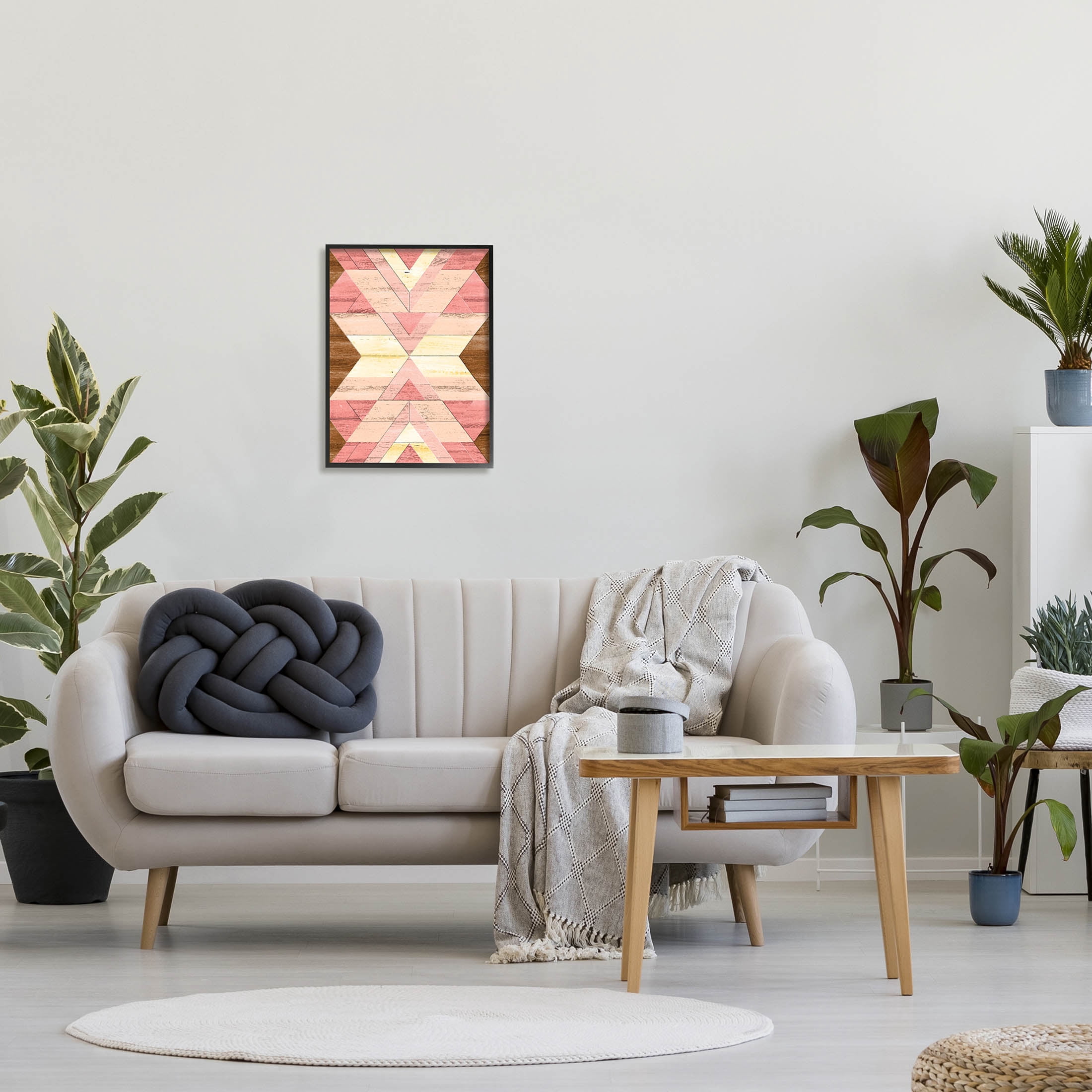 Desert Sunset Pink Shapes Abstract Graphic Art Black Framed Art Print Wall Art