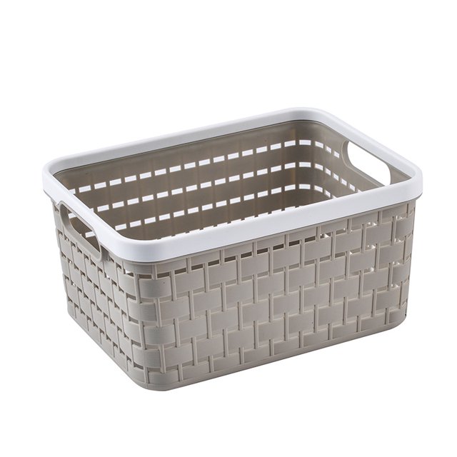 Caja de almacenamiento de ratán 18l, Plástico (PP) sin BPA, capuchino, A4/18l (36,8 x 27,8 x 19,1 cm) Vhermosa XZB-0385