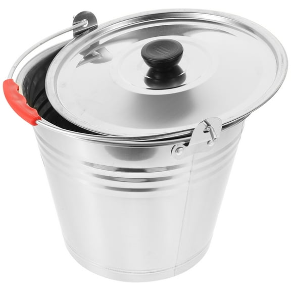 1Pc Stainless Steel Bucket with Lid for Household Water Storage and Multi purpose Use
