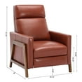 thumbnail image 5 of Reed Caramel Top Grain Leather Wood Frame Push Back Recliner, 5 of 16