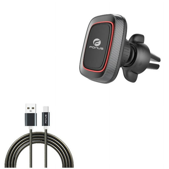 3ft Metal USB Cable w Magnetic Car Mount for Samsung Galaxy A72 5G/A52 5G/A42 5G/A32 5G/A12 5G - Type-C Charger Cord Power, Air Vent X9V Compatible With Galaxy A72 5G/A52 5G/A42 5G/A32 5G/A12 5G