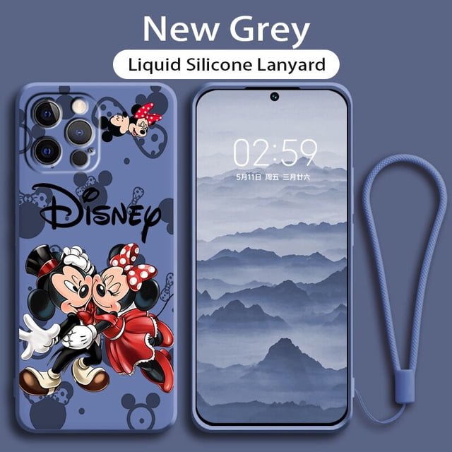 Funda de teléfono con cuerda líquida para Apple iPhone 14, 13, 12 Mini, 11 Pro, XS, MAX, XR, X, 8, 7, 6S, SE Plus, Mickey, Minnie Mouse, Love, Capa Core Fivean unisex