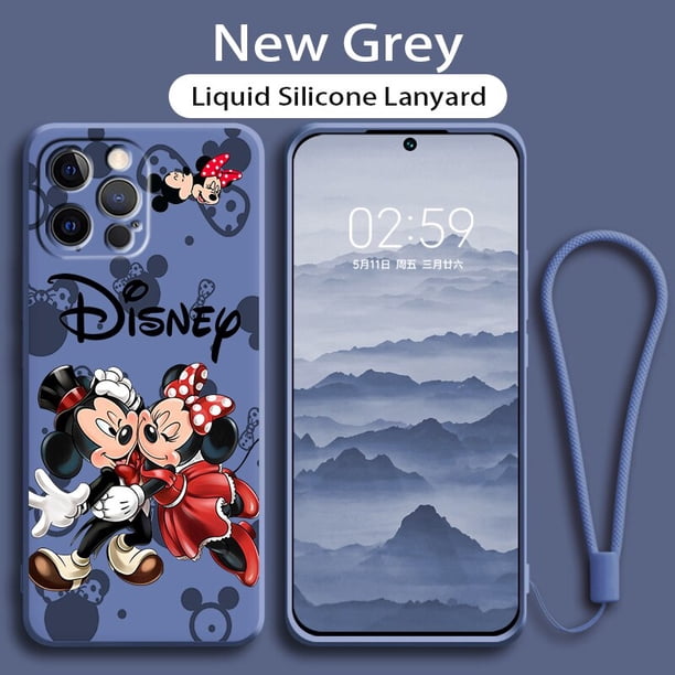 Funda de teléfono con cuerda líquida para Apple iPhone 14, 13, 12 Mini, 11 Pro, XS, MAX, XR, X, 8, 7, 6S, SE Plus, Mickey, Minnie Mouse, Love, Capa Core Fivean unisex