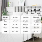 Lux Decor Collection Stripes 4 Piece Bedding Sets King with Flat Sheet and Fitted Sheet and Pillowcases