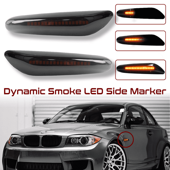 2X Dynamic Smoked LED Side Marker Sequential Turn Signal Lights For BMW E46 E90 E91 E92 E93 E81 E82 E87 E88 E60 E61 X1 X3 BM2571117 63137253325