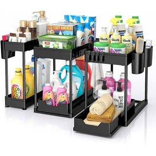 Madesmart 2-Tier Plastic Multipurpose Organizer with Divided Slide-Out  Storage Bins, Under Sink and Cabinet Organizer Rack, Frost