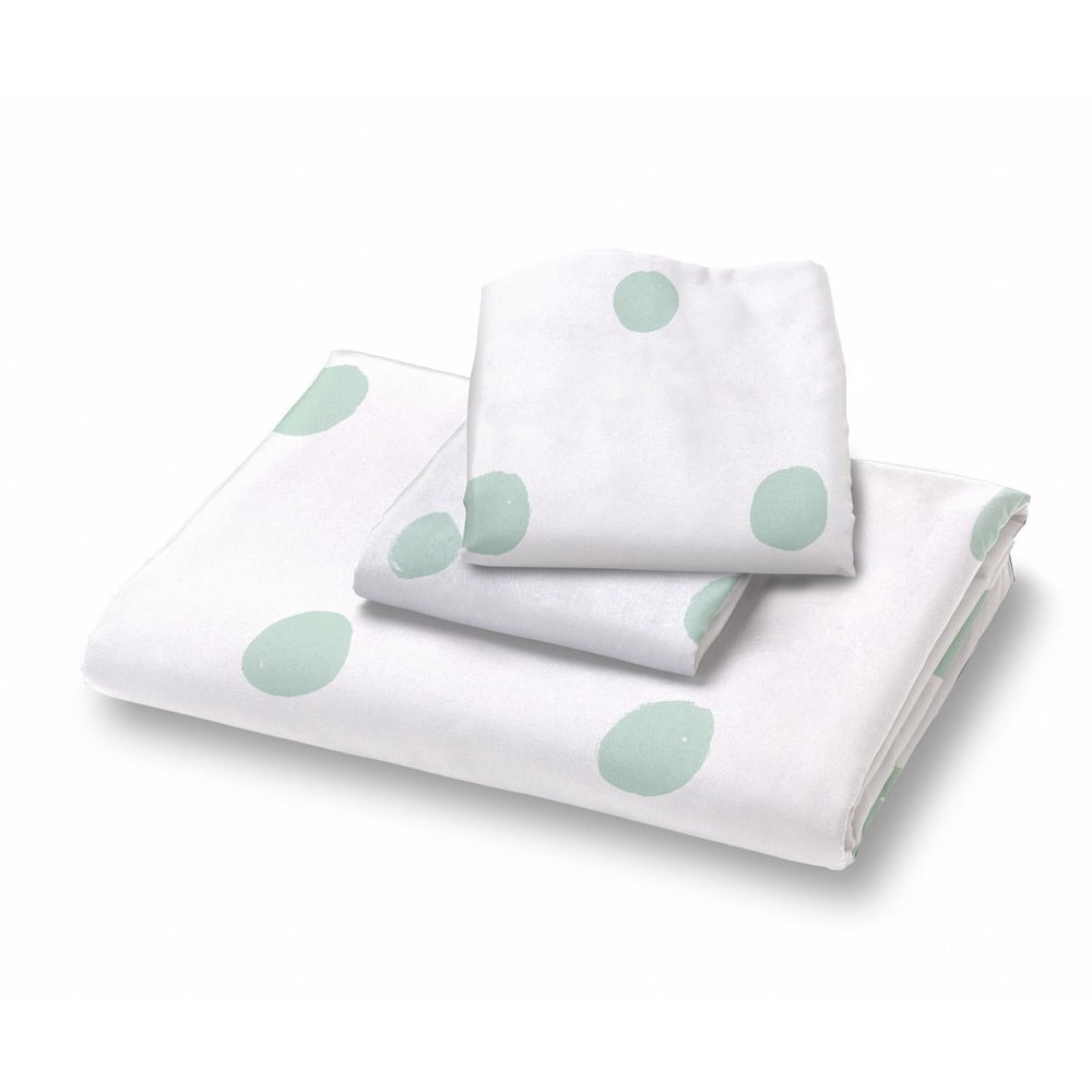 Seafoam Green Polka Dot Duvet Cover Twin Size Bedding, Soft and Wrinkle