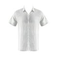 thumbnail image 3 of Summer Casual Lapel Solid Color Short Sleeved Button Men'S Linen Shirt Men'S Clothing, 3 of 4