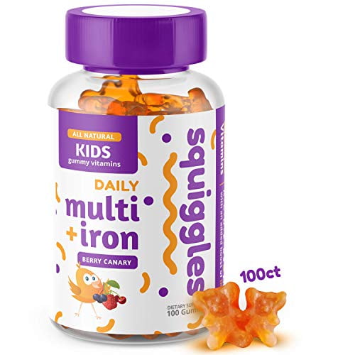 Kids Multivitamin + Iron Gummies by Squiggles 100ct. AllNatural, Low