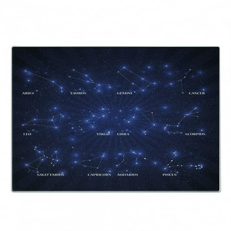 

Constellation Cutting Board Dreamy Vibrant Display of Zodiac Signs Stars Astrology Decorative Tempered Glass Cutting and Serving Board Small Size Pale Blue Indigo White by Ambesonne