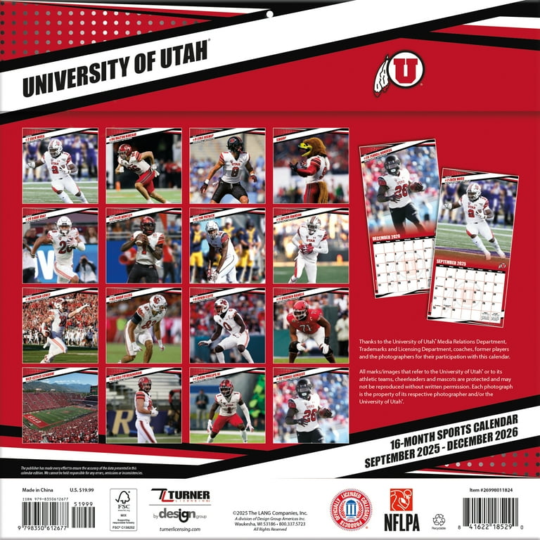 Utah Utes 2026 16M Turner Wall Calendar - Pf - Walmart.com