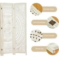 thumbnail image 6 of 66.9Inch Folding Room Divider, 3 Panels Wood Carved Privacy Screens, Free Assembled Freestanding Partition for Home Office Restaurant Bedroom (White-Washed), 6 of 16