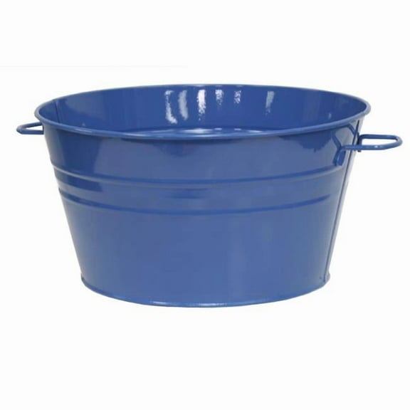 Houston International Trading 6085E B 6085E B Enameled Galvanized Steel Planter / Tub, Blue
